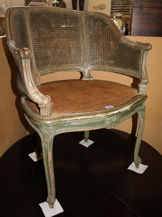 French caned tub chair